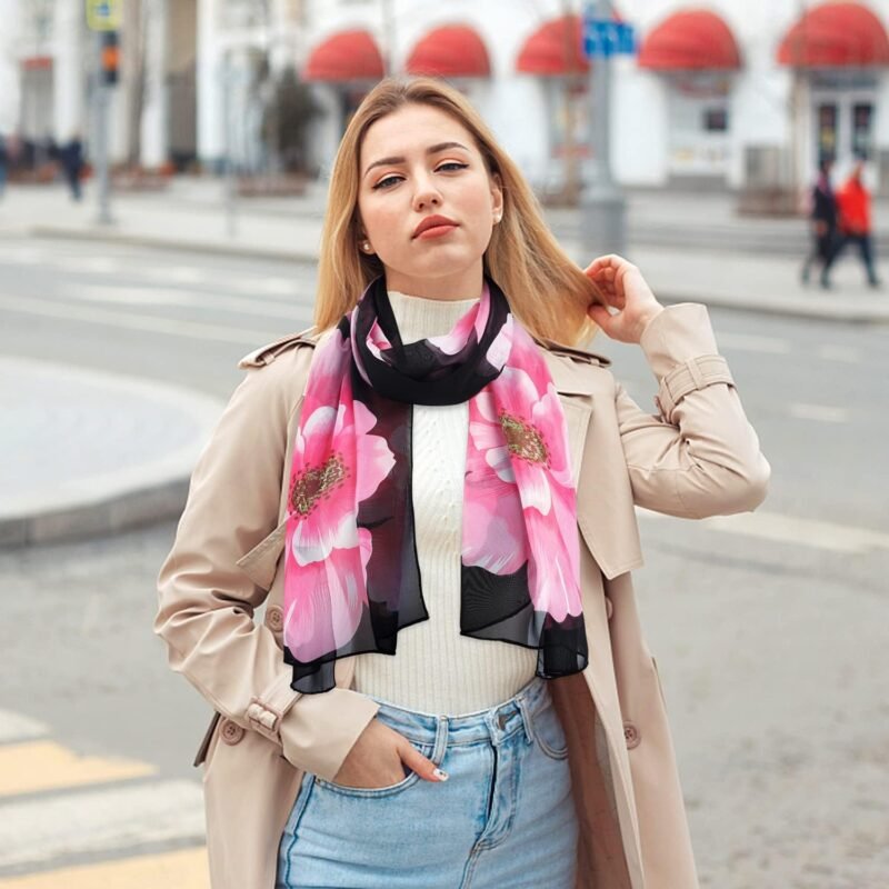 E-Clover Women Soft Floral Print Shawl Chiffon Sheer Scarf - Image 7