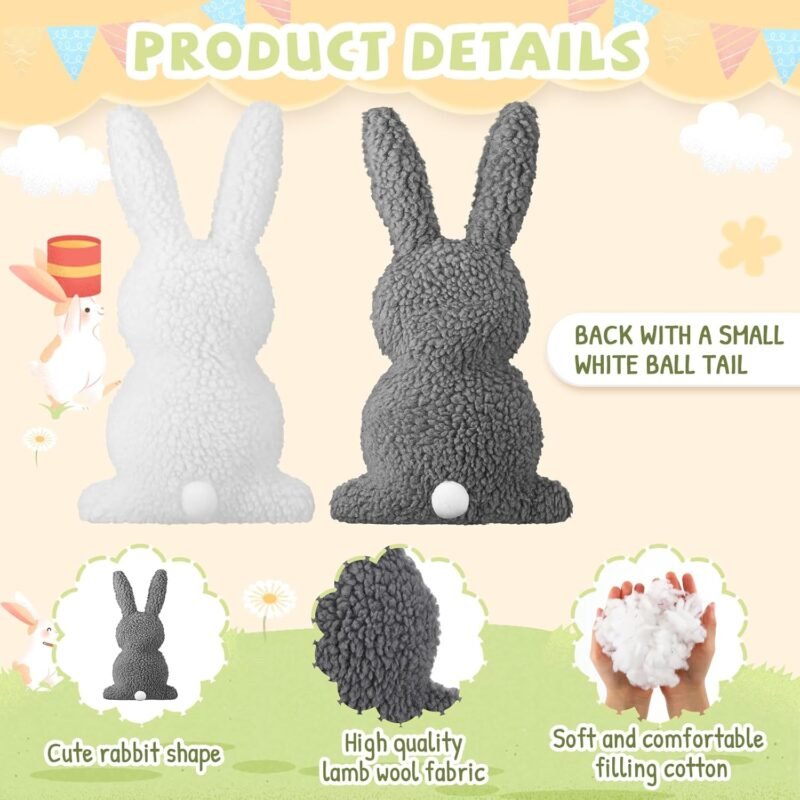 2 Pieces Throw Bunny Pillow Decorative Throw Pillow for Easter Decor Party Couch Sofa Bedroom Decoration - Image 5