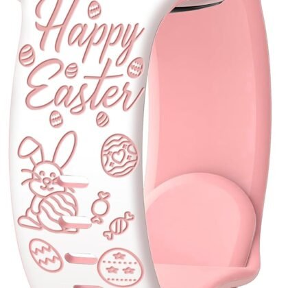 wipalor Easter Rabbit Eggs Band for Apple Watch Bands for Women 42mm(Series 10) 41mm 40mm 38mm, Cute Soft Silicone Bunny iWatch Bands for iPhone Watch Bands Series 10 9 8 7 6 5 4 3 2 1 SE-White/Pink