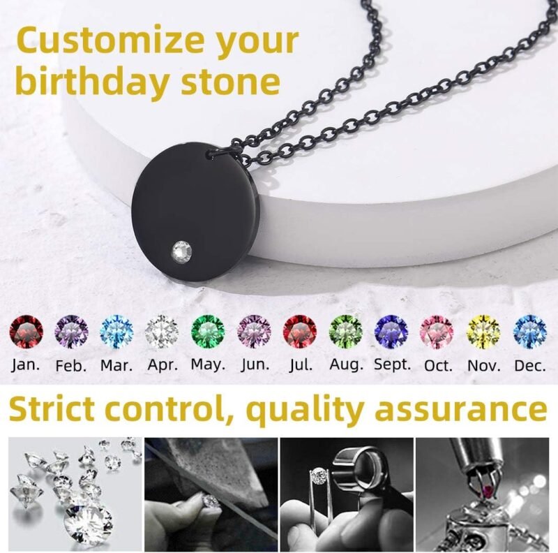 GOLDCHIC JEWELRY Personalized Birthstone Name Necklaces for Men Women, Engraved Family Names Necklace with Birthstone Vertical Bar Necklace, Pendant for Husband/Father/Grandma/Wife Birthday Gifts - Image 4