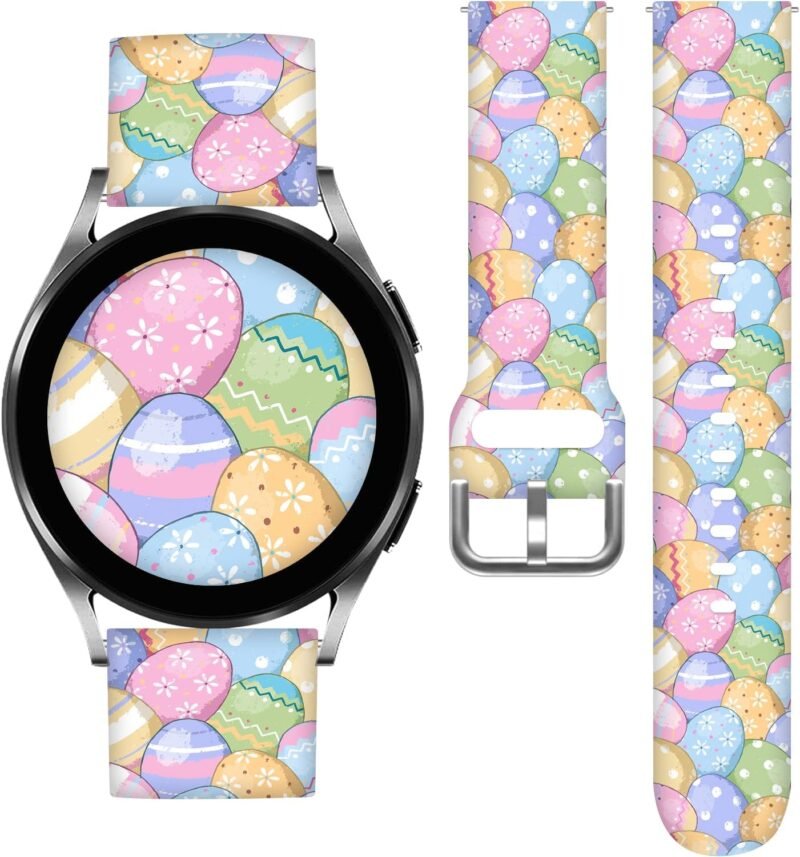 20mm Silicone Band Compatible with Samsung Galaxy Watch 6/6 Classic / 5/5 Pro / 4/4 Classic / 3 / Active 2 1, Sizes 40mm 41mm 42mm 44mm 45mm 46mm, Replacement Strap for Women Men