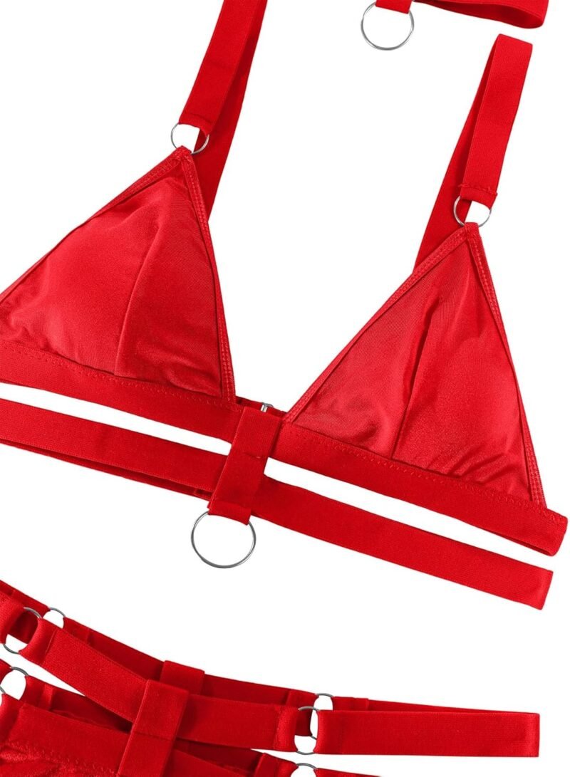 Lilosy Sexy Ring Linked Harness Strappy Lingerie Set Outfits - Image 4