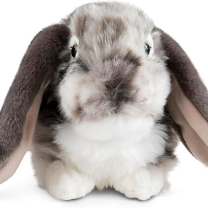 Living Nature Grey Dutch Lop Eared Rabbit Stuffed Animal | Fluffy Rabbit Animal | Soft Toy Gift for Kids | 10 inches
