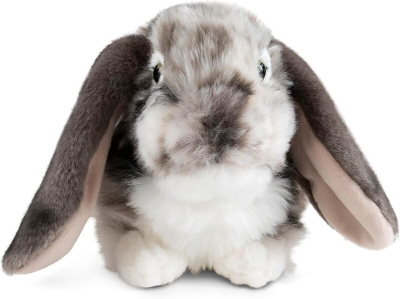 Living Nature Grey Dutch Lop Eared Rabbit Stuffed Animal | Fluffy Rabbit Animal | Soft Toy Gift for Kids | 10 inches
