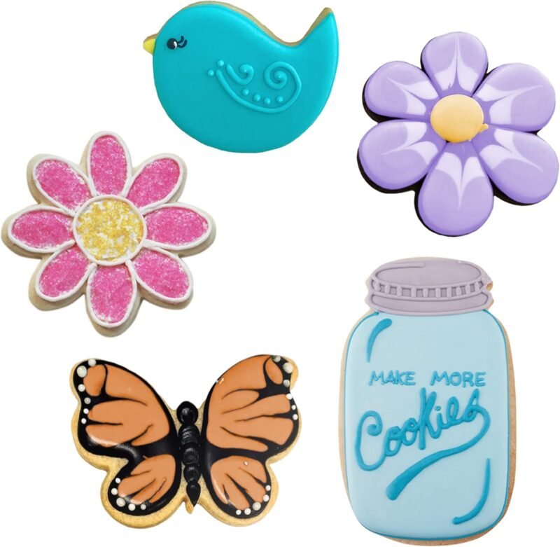 Mother's Day Flower Garden Cookie Cutters 5-Pc Set Made in USA by Ann Clark, Butterfly, Bird, Flower, Daisy, Mason Jar - Image 3