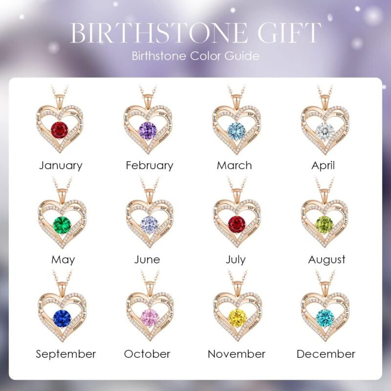 CDE Forever Love Heart Necklaces for Women, Wedding Anniversary, Birthday Gift for Wife, S925 Silver Jewelry with Birthstone Pendant, Ideal Valentine's Gifts for Her - Image 7