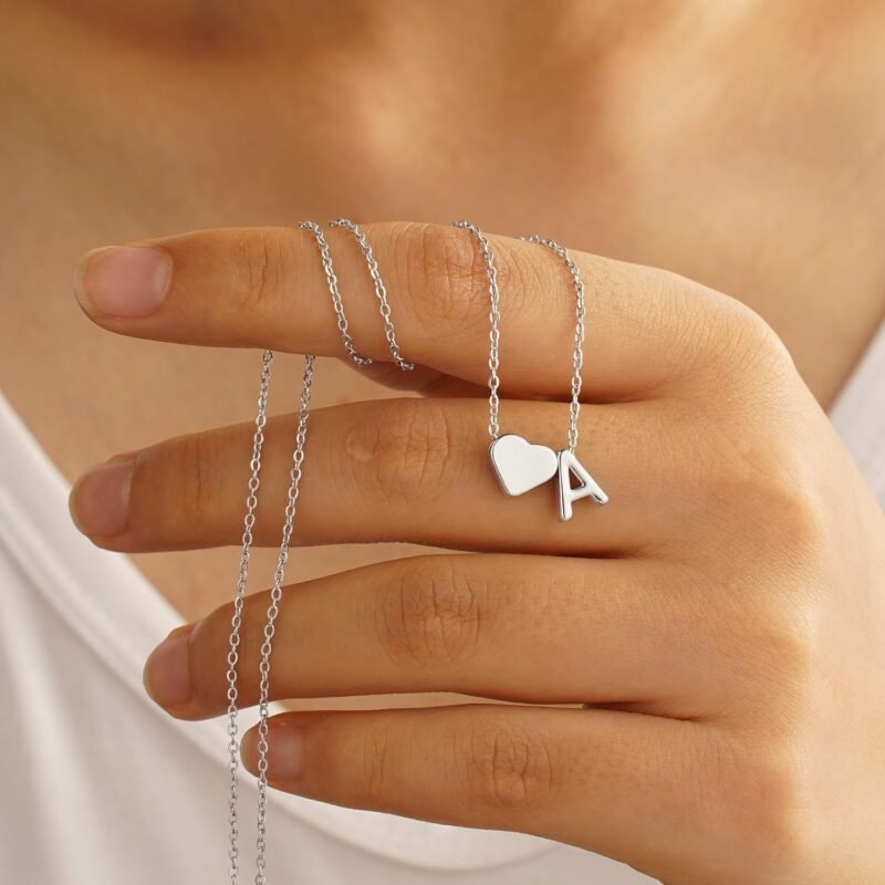 Turandoss Valentines Day Gifts for Her, 18K Real Gold Plated Heart Initial A-Z Necklace Dainty Heart Necklaces Tiny Gold Initial Necklaces Birthday Valentines Day Gifts for Girls Women Jewelry - Image 5
