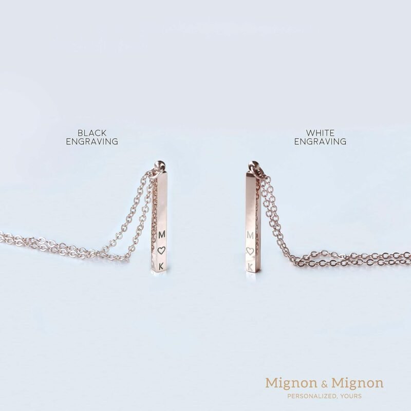 MignonandMignon Gift for Her 4 Side Engraved Name Bar Necklace Personalized Jewelry for Mom Custom Mother's Day - R4BN - Image 5