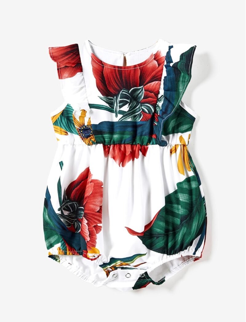 PATPAT Family Matching Outfits Mommy and Me Dresses Hawaiian Tropical Vacation Beach Spaghetti Strap Dress and Shirt - Image 2