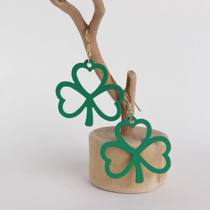 JeanBeau St. Patrick's Day Green Shamrock Earrings for Women, Irish Clover Leaf Dangle Drop Earing Trendy Accessories Jewelry Gift - Image 7