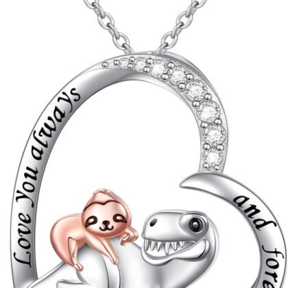 Yearace Sterling Silver Mother and Child Animals Necklace Love Heart Pendant Necklace Cute Animal Jewelry Mother's Day Gifts for Mother Wife
