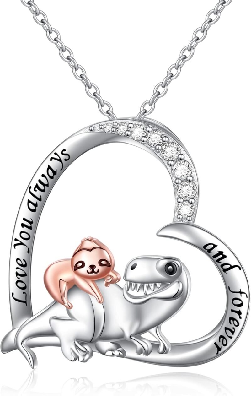Yearace Sterling Silver Mother and Child Animals Necklace Love Heart Pendant Necklace Cute Animal Jewelry Mother's Day Gifts for Mother Wife