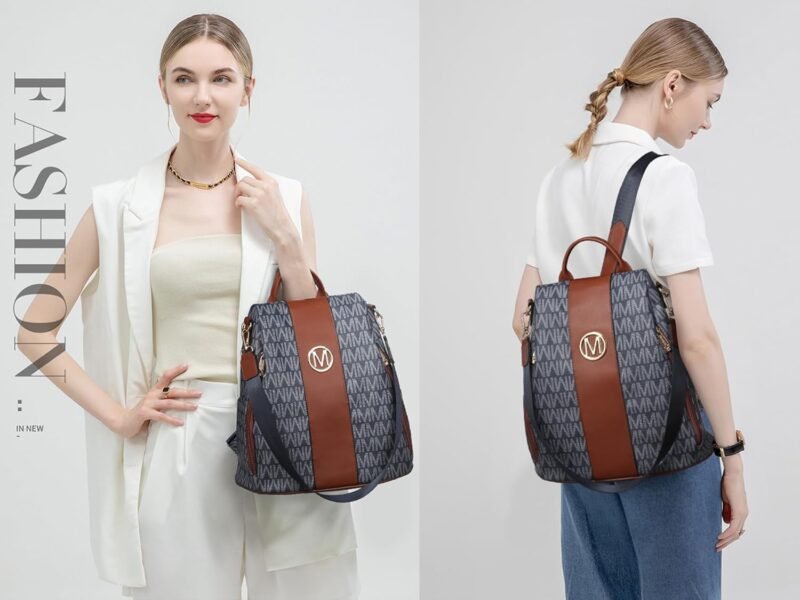 MKP COLLECTION Women Fashion Backpack Purse Multi Pockets Anti-Theft Rucksack Travel Shoulder Bag Handbag Set 2pcs - Image 2
