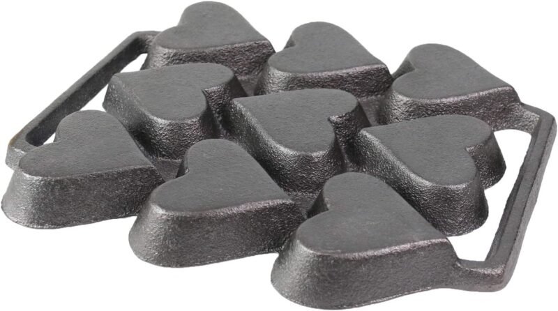 Heart Shaped Cake Pans, Heart Shaped Egg Pan, Fused Glass Heart Molds, 9 Molds Cast Lron,Mini Cake Pan, 1 Baking Tray, 1 Oil Brush(2 Piece Set) - Image 6