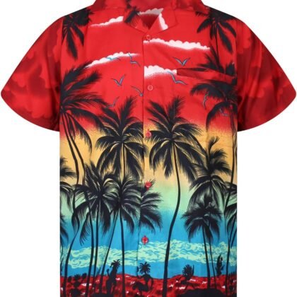 V.H.O. Funky Hawaiian Shirt Casual Men Front Pocket Button Down Very Loud Shortsleeve Unisex Beach Multi Colors…