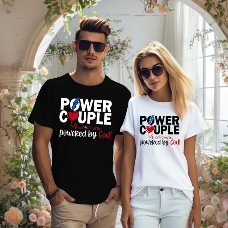 Valentines Day Couples Matching Shirt Power Couple Tee Tops Christian Couples T-Shirt - Image 5