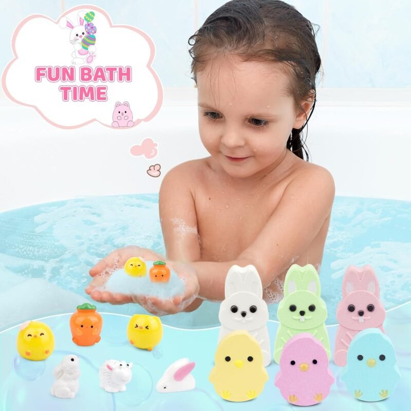 6 Pack Easter Bath Bombs,Bunny and Chicken Bath Salt with Surprise Inside,Easter Gifts for Party Favor Basket Stuffers - Image 3