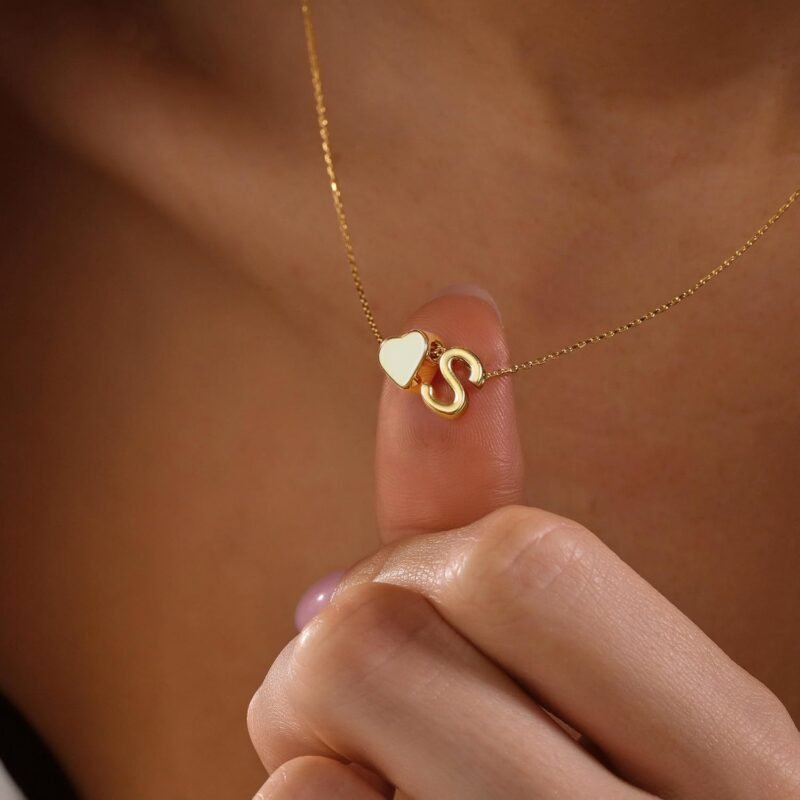 Turandoss Valentines Day Gifts for Her, 18K Real Gold Plated Heart Initial A-Z Necklace Dainty Heart Necklaces Tiny Gold Initial Necklaces Birthday Valentines Day Gifts for Girls Women Jewelry - Image 4