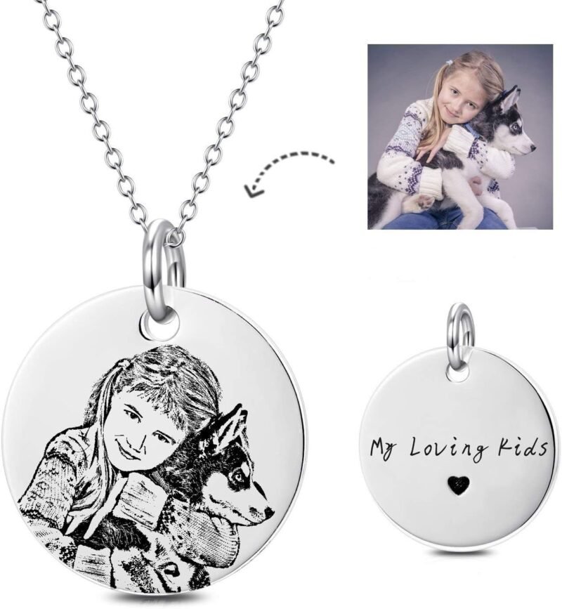 LONAGO Personalized Photo Necklace 925 Sterling Silver Custom Heart Engraved Picture Image Necklace Pendant Gifts for Mom Women - Image 4