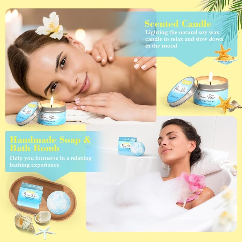 Birthday Gifts for Women, Ocean Scented Relaxing Spa Gifts Baskets for Women, Gifts for Women Mom Her Wife Sister Friends, Self Care Gifts Bath and Body Gifts Set for Women Mother's Day Birthday Gifts - Image 5
