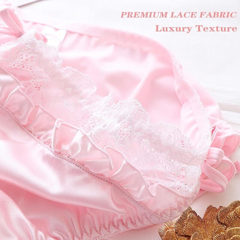 Women's Sexy Satin Panties Lace Silk Underwear Luxury Low Waist Side Tie Panty Breathable String Bikini Briefs - Image 5