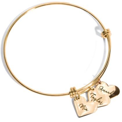 Personalized Name Bracelets for Women Handmade Heart Charm Custom Engraved Name Bangle Unique Valentines Gift for Her Grandma Bracelets for women – ABR-MH