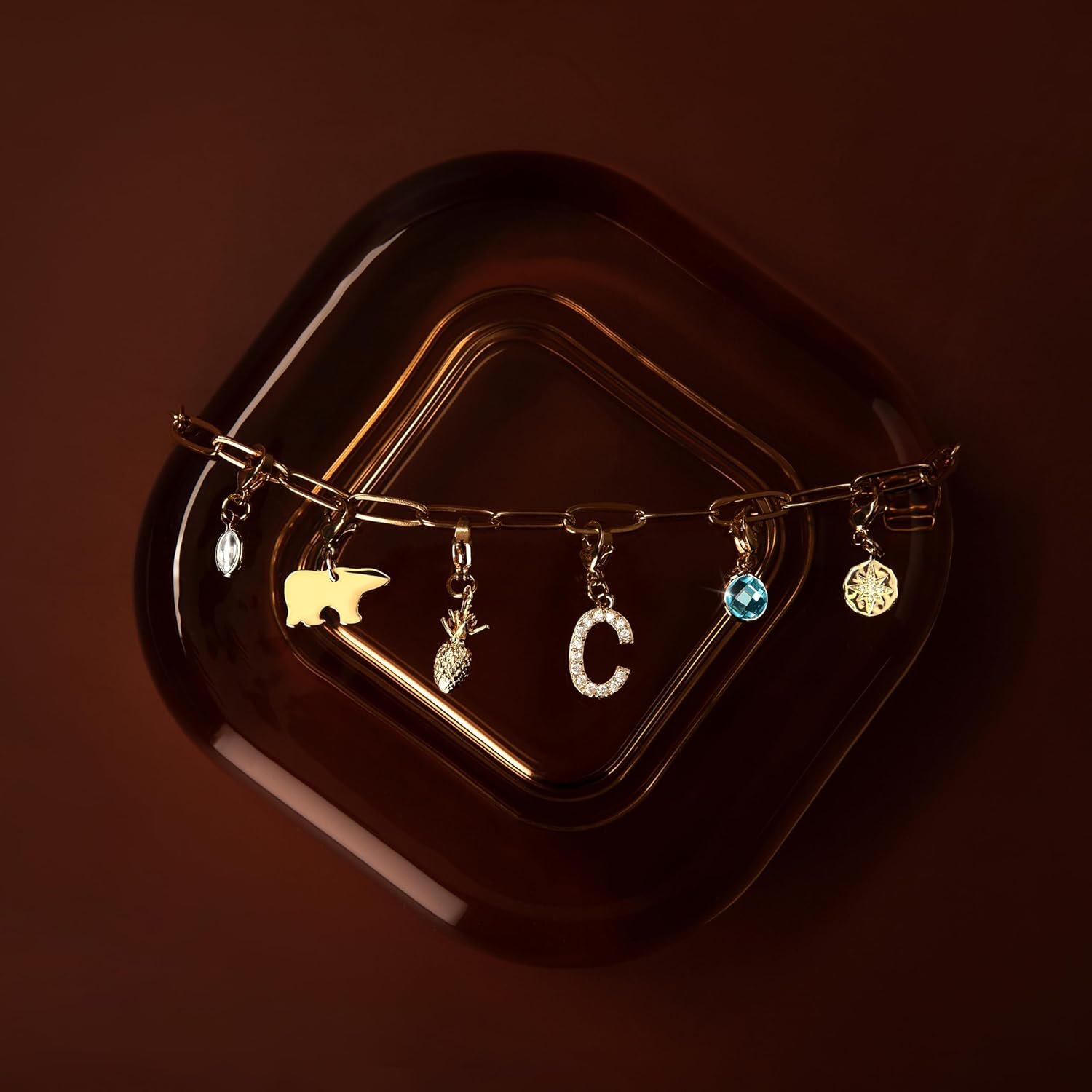 Gold Charm Bracelet for Women, Valentines Gifts for Mom with Personalized Engraved Charms Personalized Gift for Grandma, Unique Birthdays Teen Girls - P-CHARM-MIX-BR - Image 4