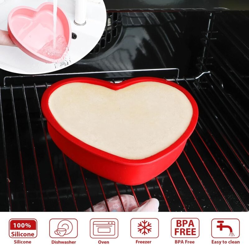 Webake Silicone Heart Shaped Cake Pans, 8 Inch Nonstick Heart Cake Pan Heart Cake Baking Mold, Set of 2 - Image 8