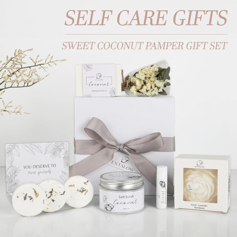 Spa Gifts for Women Bath and Body Gift Basket Valentines Day Gifts Coconut Lavender Home Spa Set Self Care Gift for Mom Sister Her Wife Birthday Gifts Spa Kit Care Package Thank You Gift - Image 8