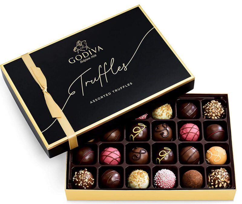 Godiva Chocolatier Signature Assorted Chocolate Truffle Gift Box for Birthday, Thank You, Anniversary, Congratulations Gift Basket Gourmet Candy with Creamy Ganache in Milk, White, Dark Chocolate, 24pc