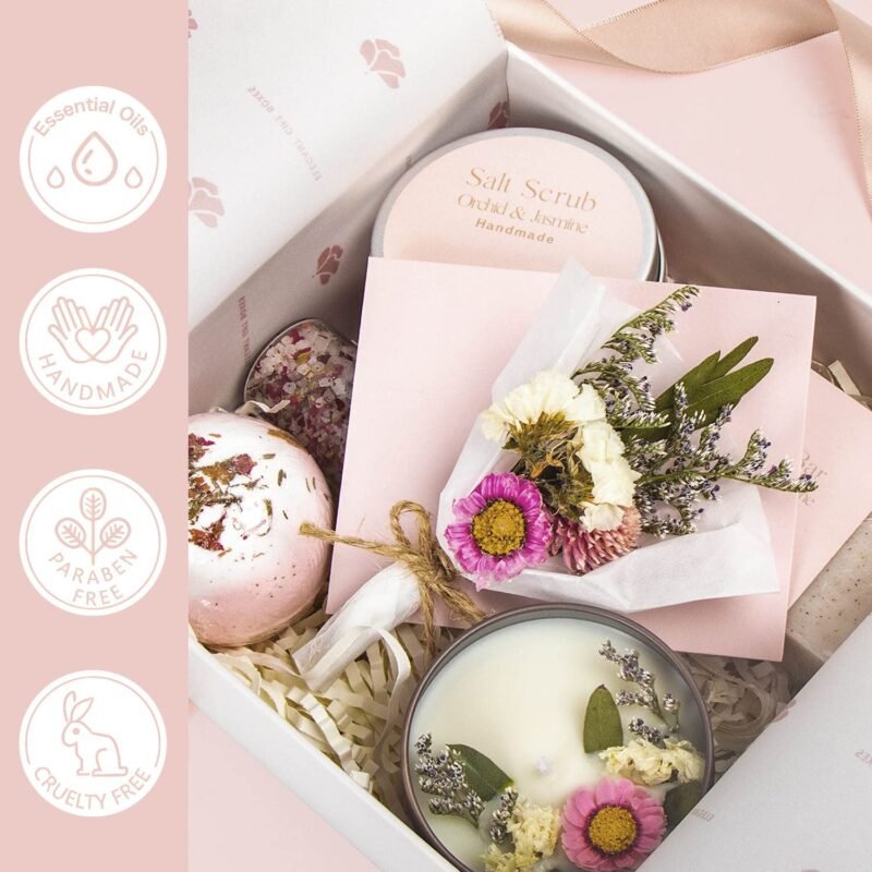 Orchid & Jasmine Spa Gift Set for Women – Luxurious Valentine's Day Spa Gift Baskets for Women – Perfect Birthday Gifts for Women, Gifts for Mom, Wife, Sister, Friend, Bath Gifts for Women - Image 6