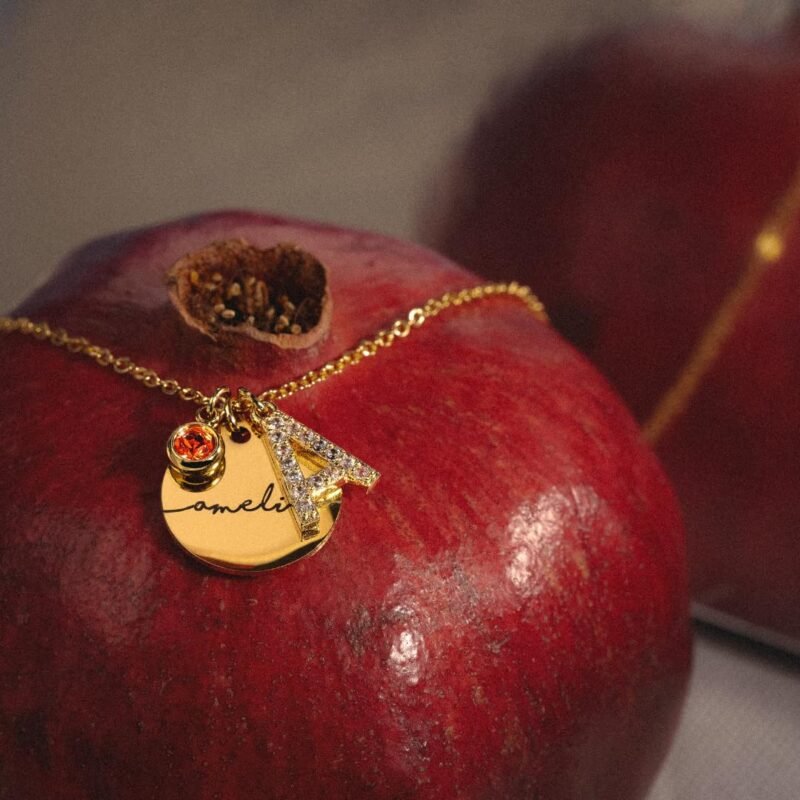 Personalized Initial Birthstone Necklace Valentines Gifts for Women Gold Name a Necklace Coin Pendant Custom Jewelry for Mom Gifts for Her – CN-ZI-BS-N - Image 5
