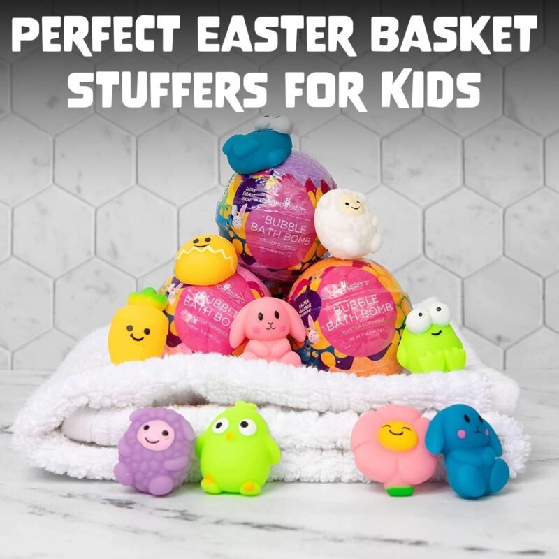 Easter Bath Bomb for Kids with Surprise Squishy Toy Inside (1 Pack) - Easter Basket Stuffers, Releases Color & Bubbles, Won’t Stain Tub, Moisturizing, Large Bath Bomb for Girls & Boys by Two Sisters - Image 7
