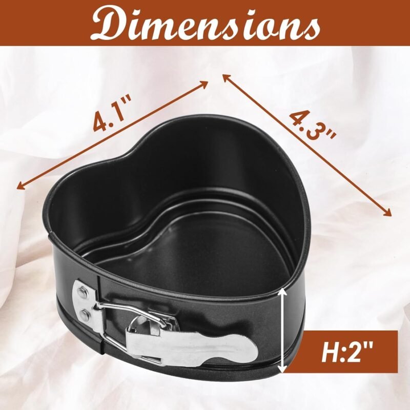Webake Springform Pan 4 inch Heart Shape Mini Cheesecake Pan Set of 2, Cake Pan Heart Baking Molds Accessories of Instapot, Pressure Cooker, Air Fryer & Christmas, Valentine's Day Baking - Image 7