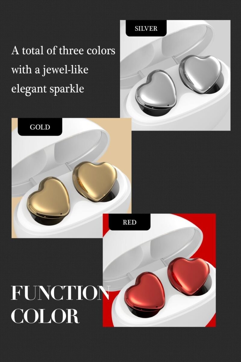 AVIOT TE-I3 Cute Heart-Shaped Wireless Earbuds for Small Ears with Clear Hard Case, Bluetooth 5.3, Up to 23 Hours Playtime, IPX4 Waterproof, Multipoint Connection, Ambient Sound, Bulid in Mic (Red) - Image 4