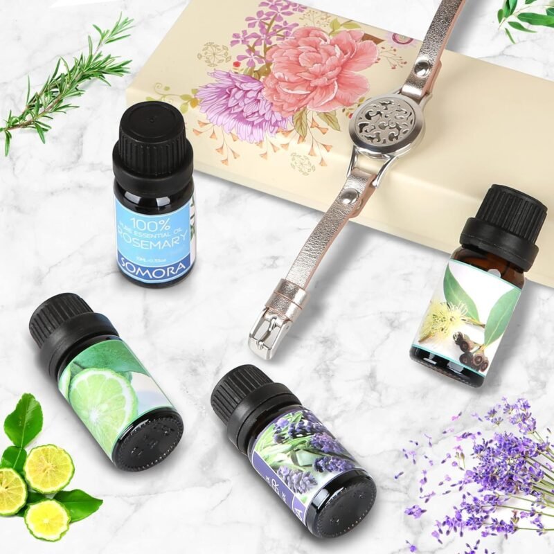SOMORA Aromatherapy Essential Oil Diffuser Bracelet Gift Set w/Rosemary, Lavender, Bergamot, Eucalyptus, Unique Gifts for Women, Birthday Gift Ideas for Mom, Best Friend, Sister, Wife - Image 6