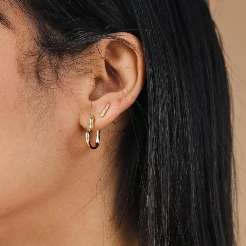 CAITLYNMINIMALIST 18K Gold Sterling Silver Dainty Heart Hoop Earrings for Women - Image 3