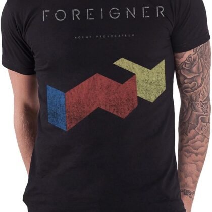 Foreigner T Shirt Vintage Agent Provocateur Band Logo Official Mens Black