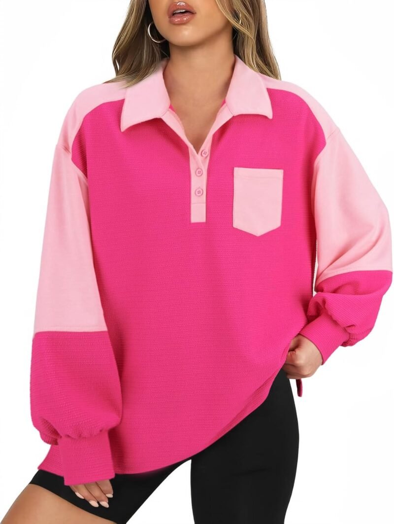 FAIRY SEASON Womens Sweatshirt Casual Button Lightweight Y2K Hoodie Lantern Long Sleeve Loose Pullover Tunic Tops