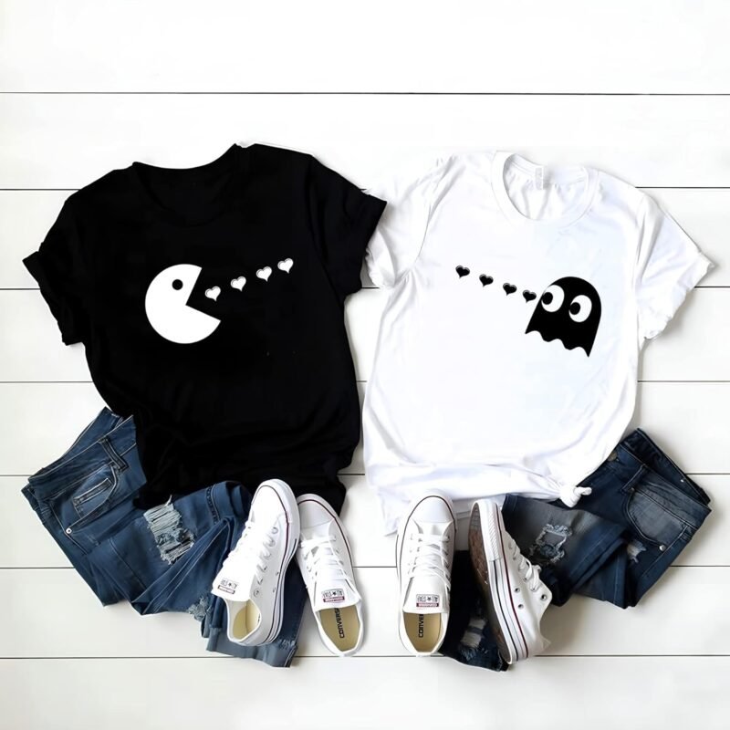 Matching Couples Shirts Pacman His and Her Shirt Set for Men Women T-Shirt - Image 3