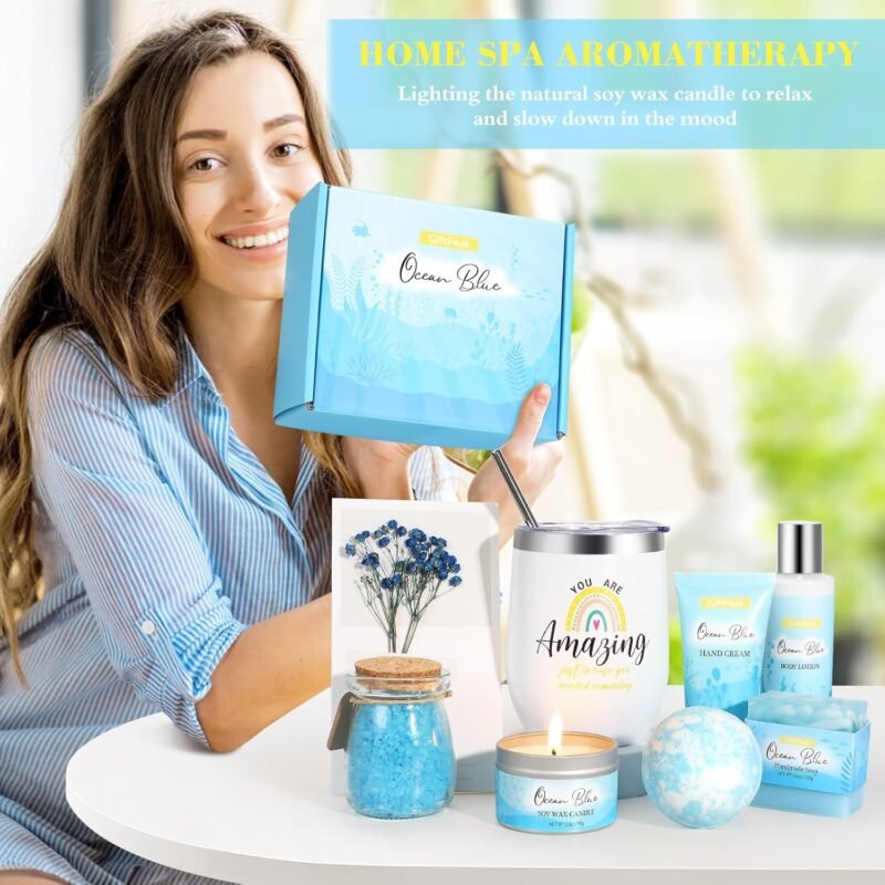 Birthday Gifts for Women, Ocean Scented Relaxing Spa Gifts Baskets for Women, Gifts for Women Mom Her Wife Sister Friends, Self Care Gifts Bath and Body Gifts Set for Women Mother's Day Birthday Gifts - Image 6