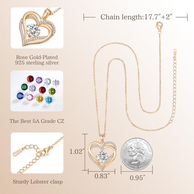 LOUISA SECRET Rose Gold Infinity Heart Bracelet for Women, Adjustable Chain 925 Silver Link Birthstone Bracelets, Best Anniversary Birthday Jewelry Gifts for Women Mom Wife Her - Image 6