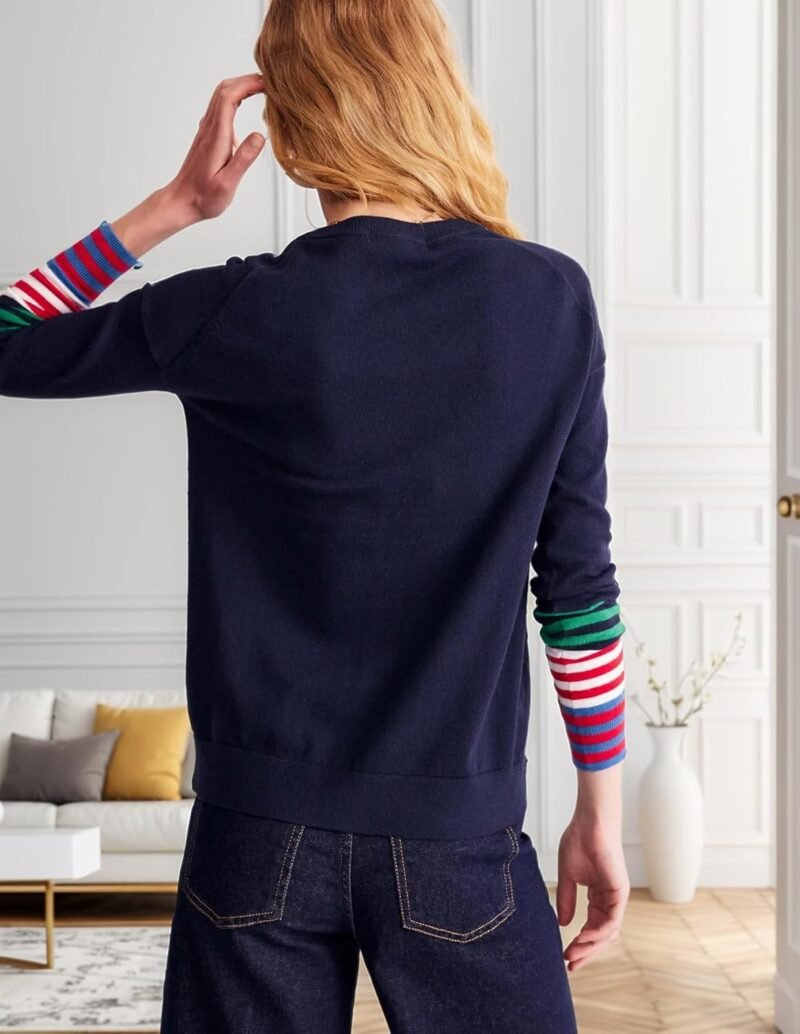 FAIRY SEASON Women's V Neck Button Down Cardigan Sweaters Long Sleeve Color Block Striped Open Front Casual Knit Soft Outwear - Image 5