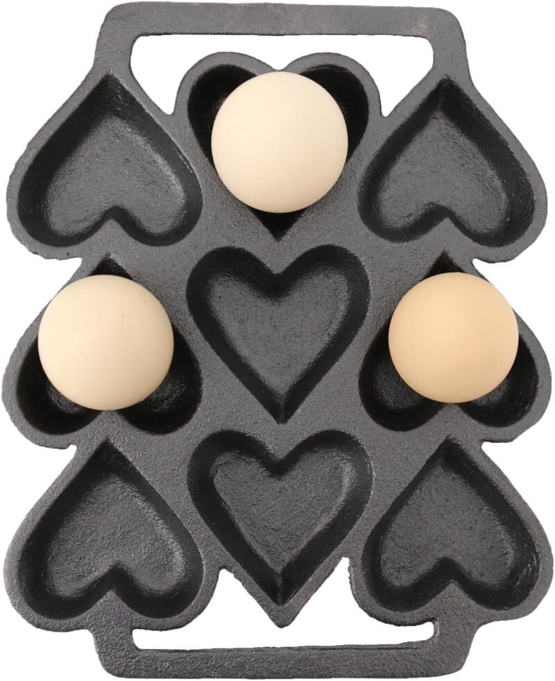 Heart Shaped Cake Pans, Heart Shaped Egg Pan, Fused Glass Heart Molds, 9 Molds Cast Lron,Mini Cake Pan, 1 Baking Tray, 1 Oil Brush(2 Piece Set) - Image 4