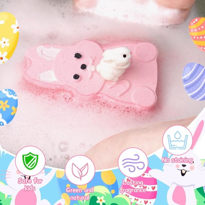 6 Pack Easter Bath Bombs,Bunny and Chicken Bath Salt with Surprise Inside,Easter Gifts for Party Favor Basket Stuffers - Image 4