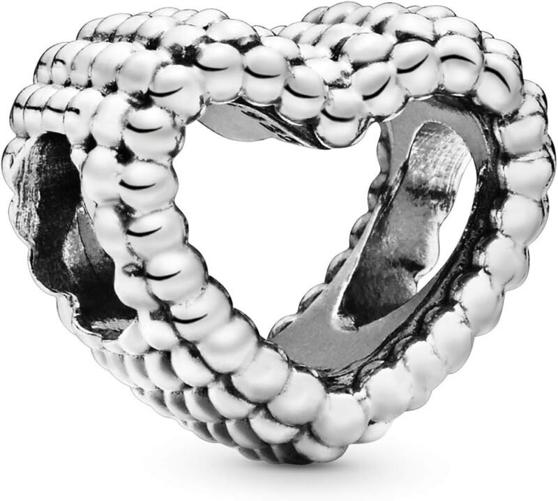 PANDORA Beaded Open Heart Charm - Compatible with PANDORA Moments - Gift for Her - Made with Sterling Silver - with Gift Box - Image 2