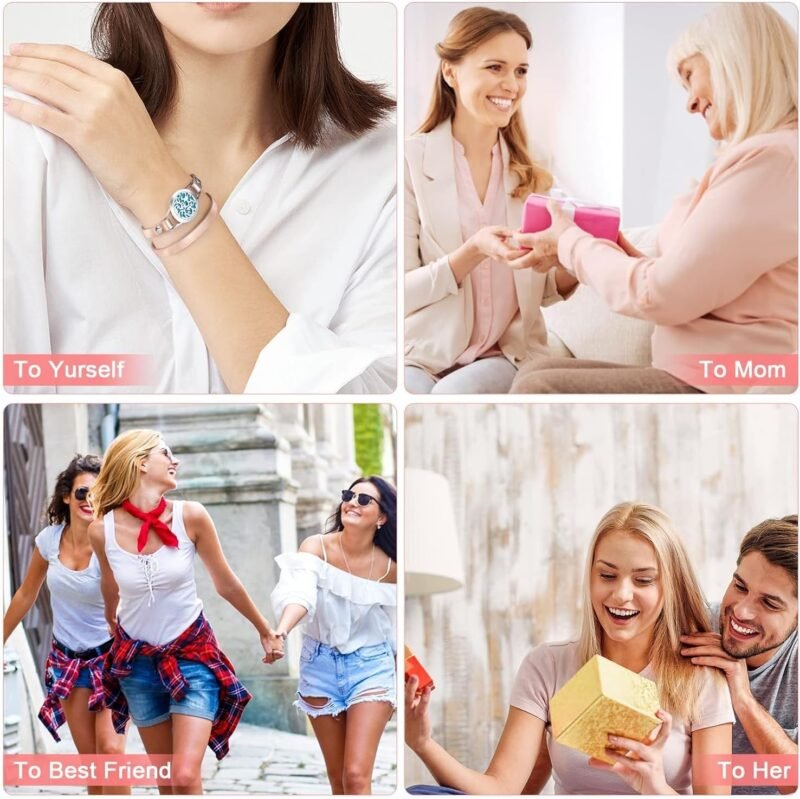 SOMORA Aromatherapy Essential Oil Diffuser Bracelet Gift Set w/Rosemary, Lavender, Bergamot, Eucalyptus, Unique Gifts for Women, Birthday Gift Ideas for Mom, Best Friend, Sister, Wife - Image 7