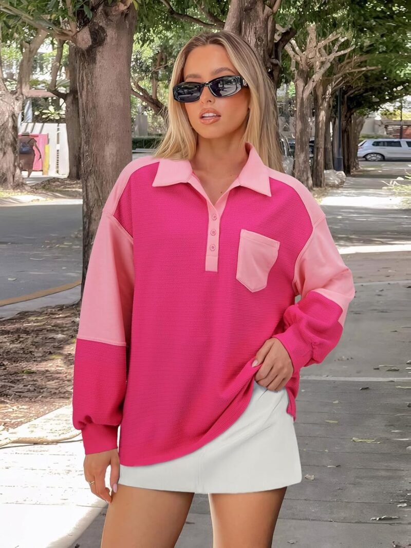 FAIRY SEASON Womens Sweatshirt Casual Button Lightweight Y2K Hoodie Lantern Long Sleeve Loose Pullover Tunic Tops - Image 4