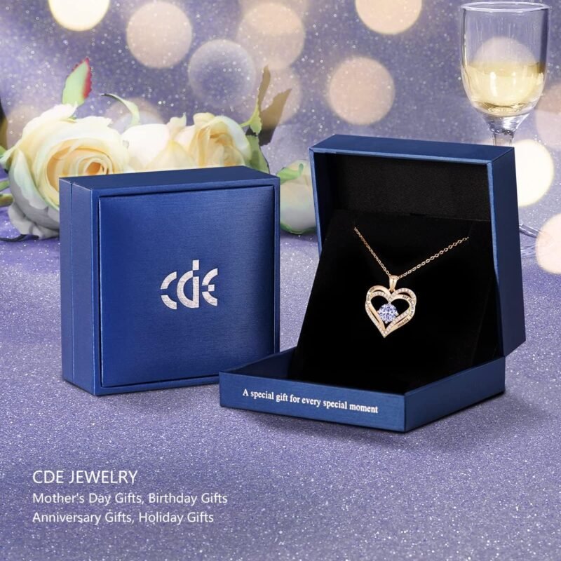 CDE Forever Love Heart Necklaces for Women, Wedding Anniversary, Birthday Gift for Wife, S925 Silver Jewelry with Birthstone Pendant, Ideal Valentine's Gifts for Her - Image 4