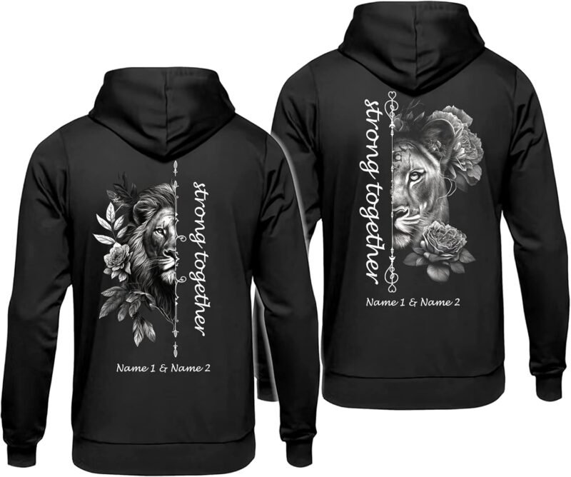 Camelliaa Shop Personalized Lion Couple Queen And King T-Shirt and Hoodie 2D S-5XL, Couple Hoodies, Matching Couple Hoodie